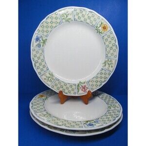 Noritake Homecraft 9233 Sonoma Trellis Set Of 3 Floral 10 3/4" Dinner Plates GUC